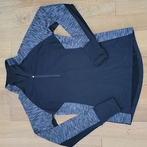 Danskin Now Quarter Zip Athletic Dry Fit Pullover Black and Gray XS (0-2)‎